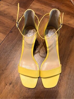 Vince Camuto Bright Yellow Open-Toe Ankle-Strap Heels